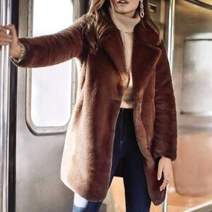 Ultra-Soft Dynamite Brown Faux Fur Coat